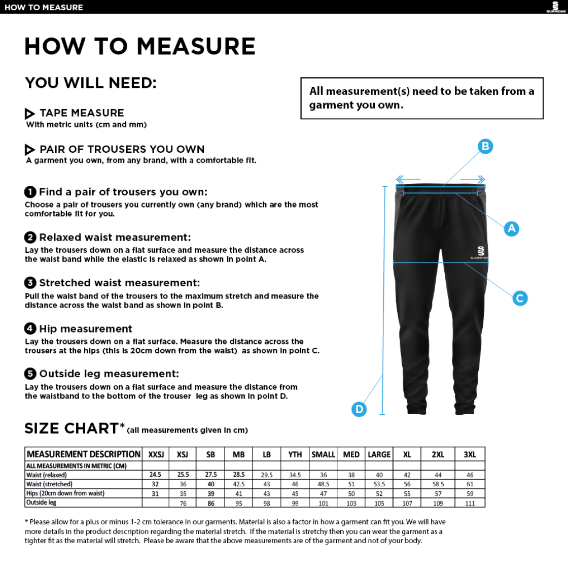 Clumber Park Cricket Club tek skinny pants - Size Guide