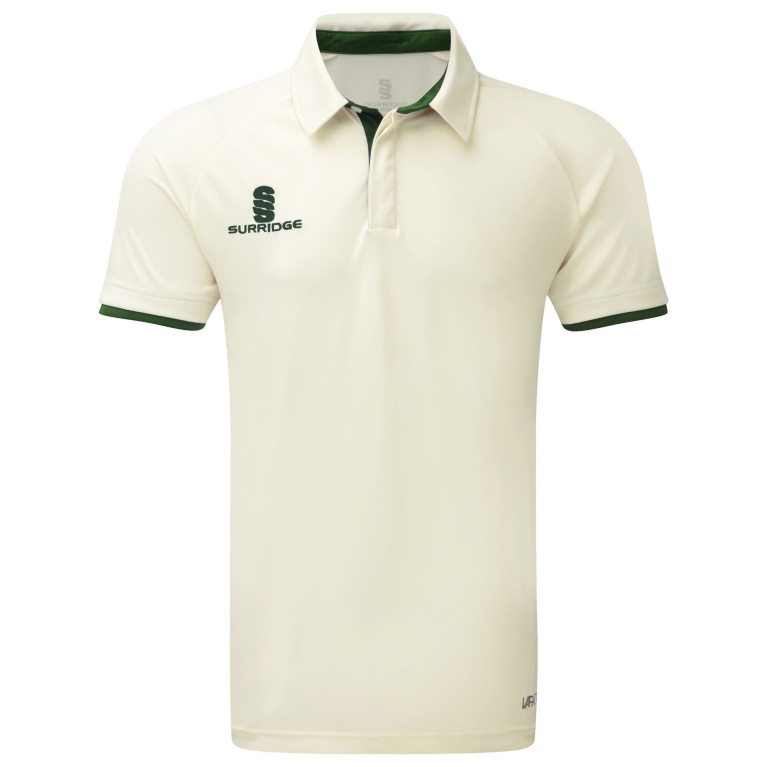 Tek Cricket Shirt - Short Sleeve : Green Trim